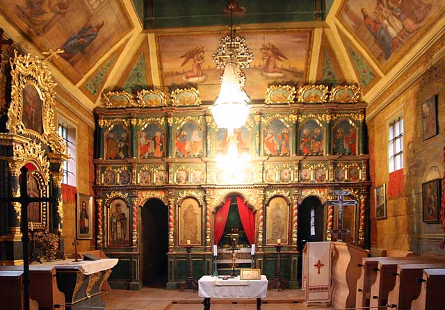 Gilded iconostasis in Orthodox church at Nowy Sącz Skansen